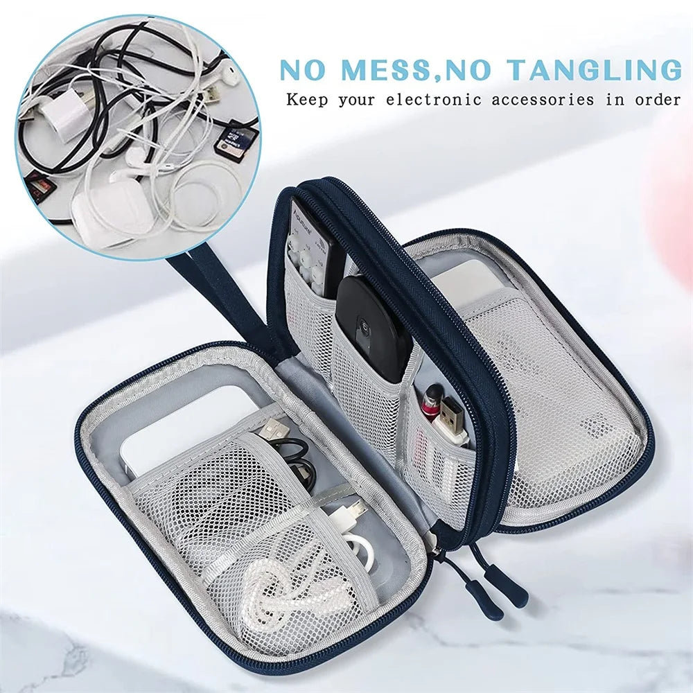 Techviva PackSafe Organizer per Elettronica | 2 strati & impermeabile | Per cavi, caricabatterie, USB & accessori | Compatto & portatile