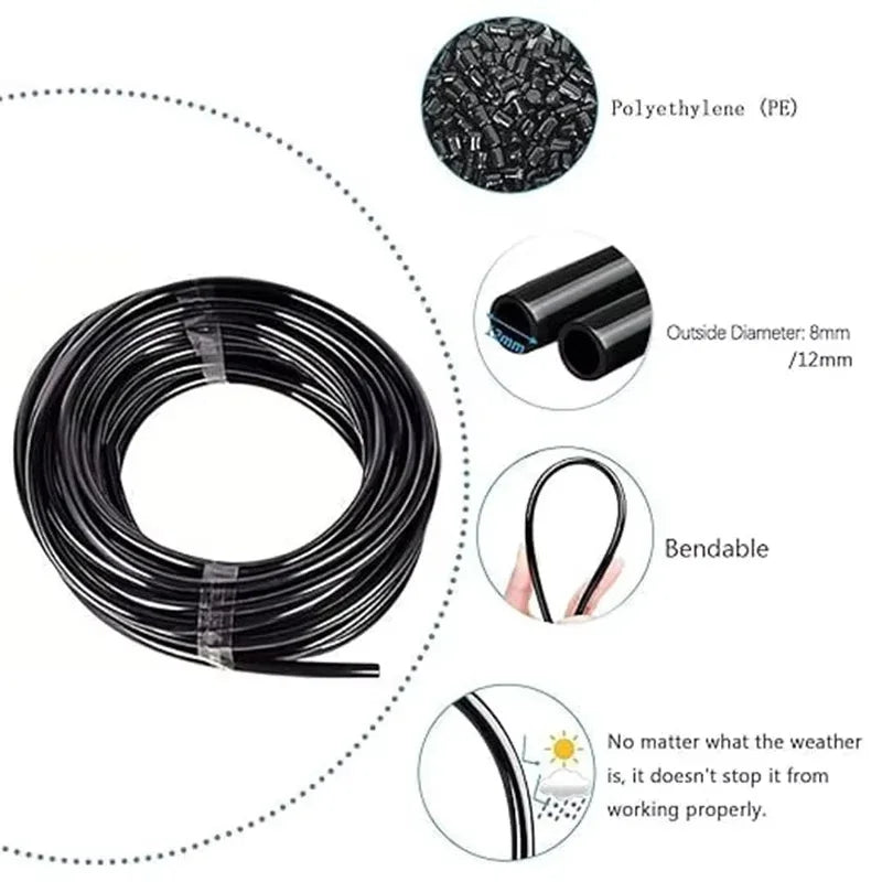 AquaFlex Pro360 Sistema di irrigazione automatico 20 m | Ugelli spruzzatori regolabili a 360° | Set di irrigazione a nebbia fai-da-te | Per giardino, orto e terrazza