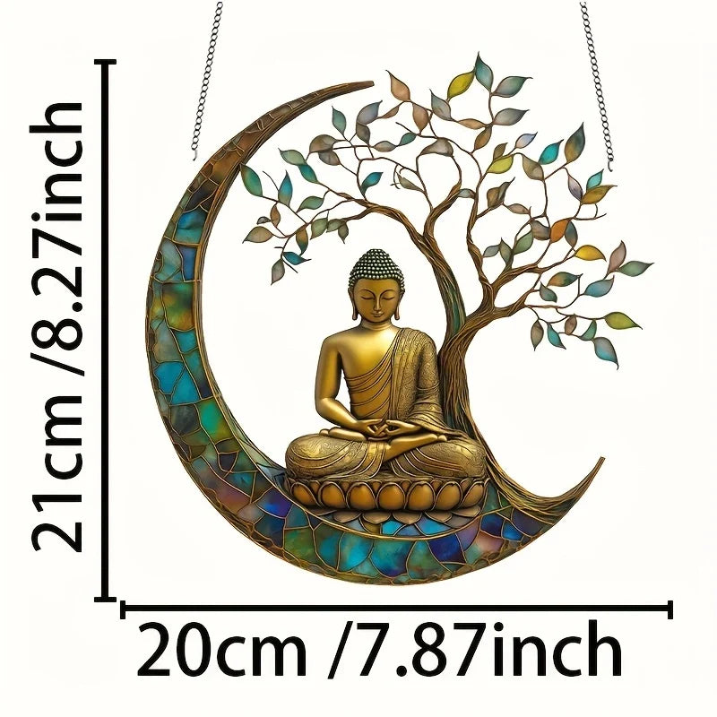 Suncatcher in Acrilico ZenLight | Decorazione Buddha 2D | Accessorio per Finestra e Casa | Design Spirituale degli Ambienti