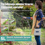 SPRAYMATE Pro Spruzzatore a Batteria | Bottiglia Spruzzatrice da 5 L con Spalla | Ricarica USB & Ugello Regolabile | Per Giardino, Pulizia & Diserbaggio