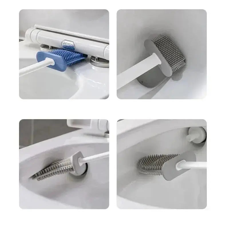Spazzola per WC HygieBrush DuoClean | Set di spazzole per WC in silicone 2-in-1 con supporto a muro | Antibatterico e salvaspazio