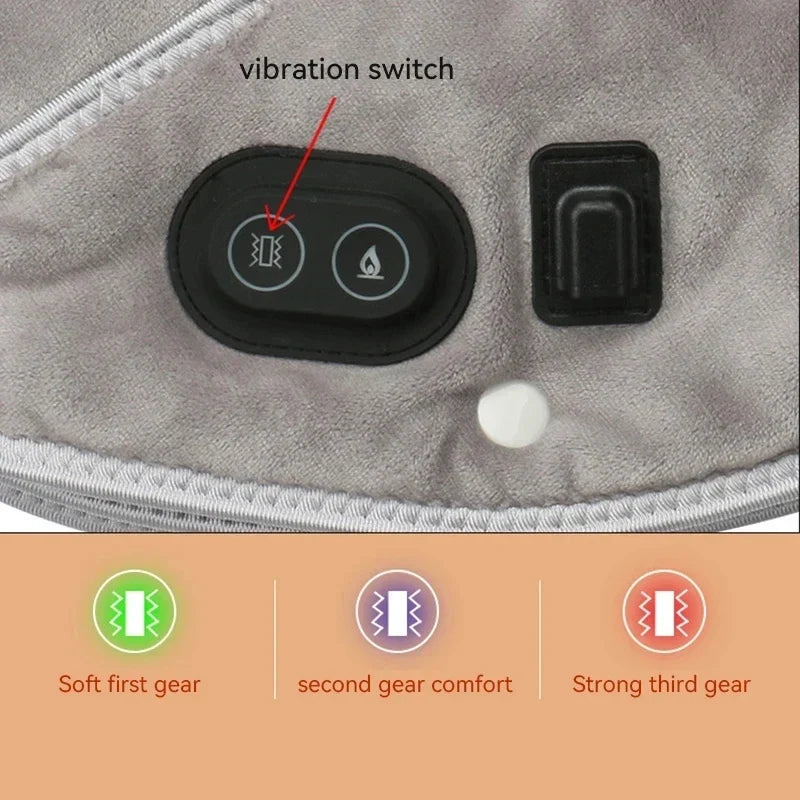 Massaggiatore Termico per Collo e Spalle ThermoLiva | Cuscino Riscaldante USB con Vibrazione | 3 Livelli di Temperatura & Timer | Morbido Pile