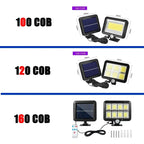 LuminaX Solar | 100 COB LED Lampada Solare | IP65 | Sensore di Movimento & 3 Modalità | Illuminazione Esterna Senza Fili