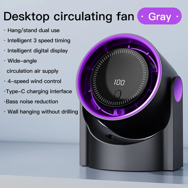 Ventilatore USB senza pale Airiqo | 100 livelli | Silenzioso e ad alta efficienza energetica | Portatile e da montare a parete