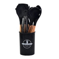 Set di Utensili da Cucina Culinora in Silicone | Resistente al Calore fino a 230 °C | 12 Pezzi con Manici in Legno | Frusta, Spatola, Pinza & Altro