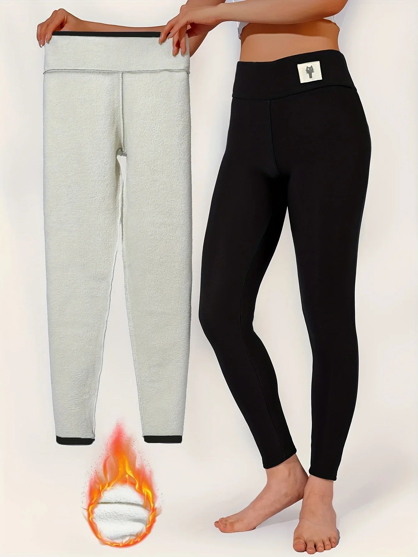 Leggings Termici da Donna | Cashmere di Pecora Foderato e Modellante | Vita Alta e Effetto Sollevamento Glutei | Velureva