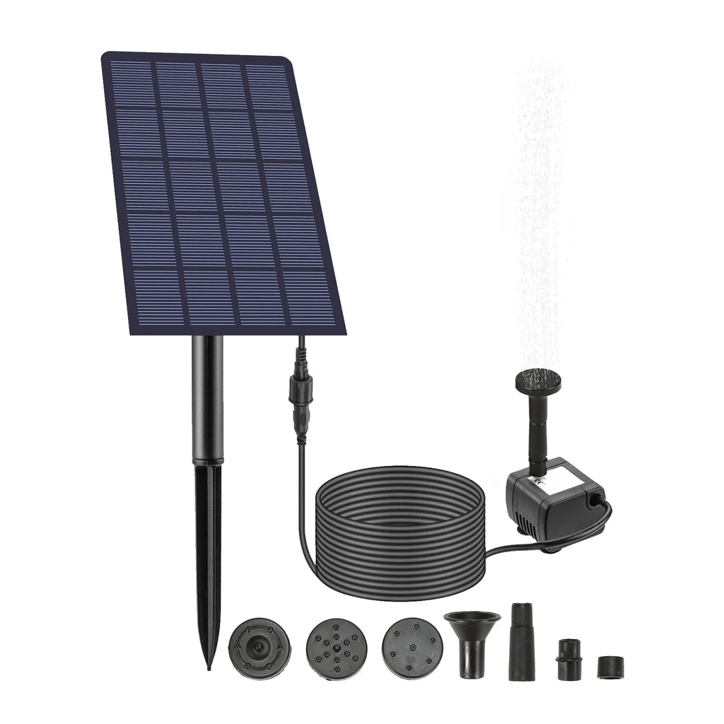 LUMISOAR - Fontana Solare 6-in-1 con 4 Ugelli per Giardino e Stagno