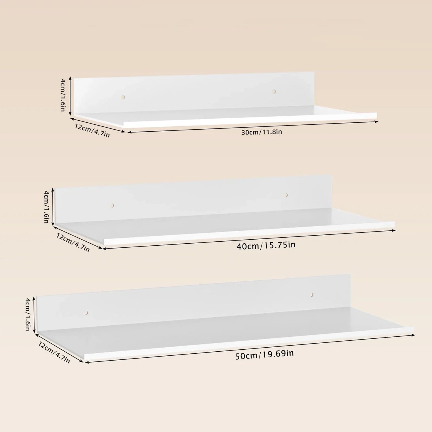 Metallura | Mensola da parete in metallo | Mensola sospesa 30/40/50 cm | Soluzione salvaspazio per bagno, cucina e camera da letto