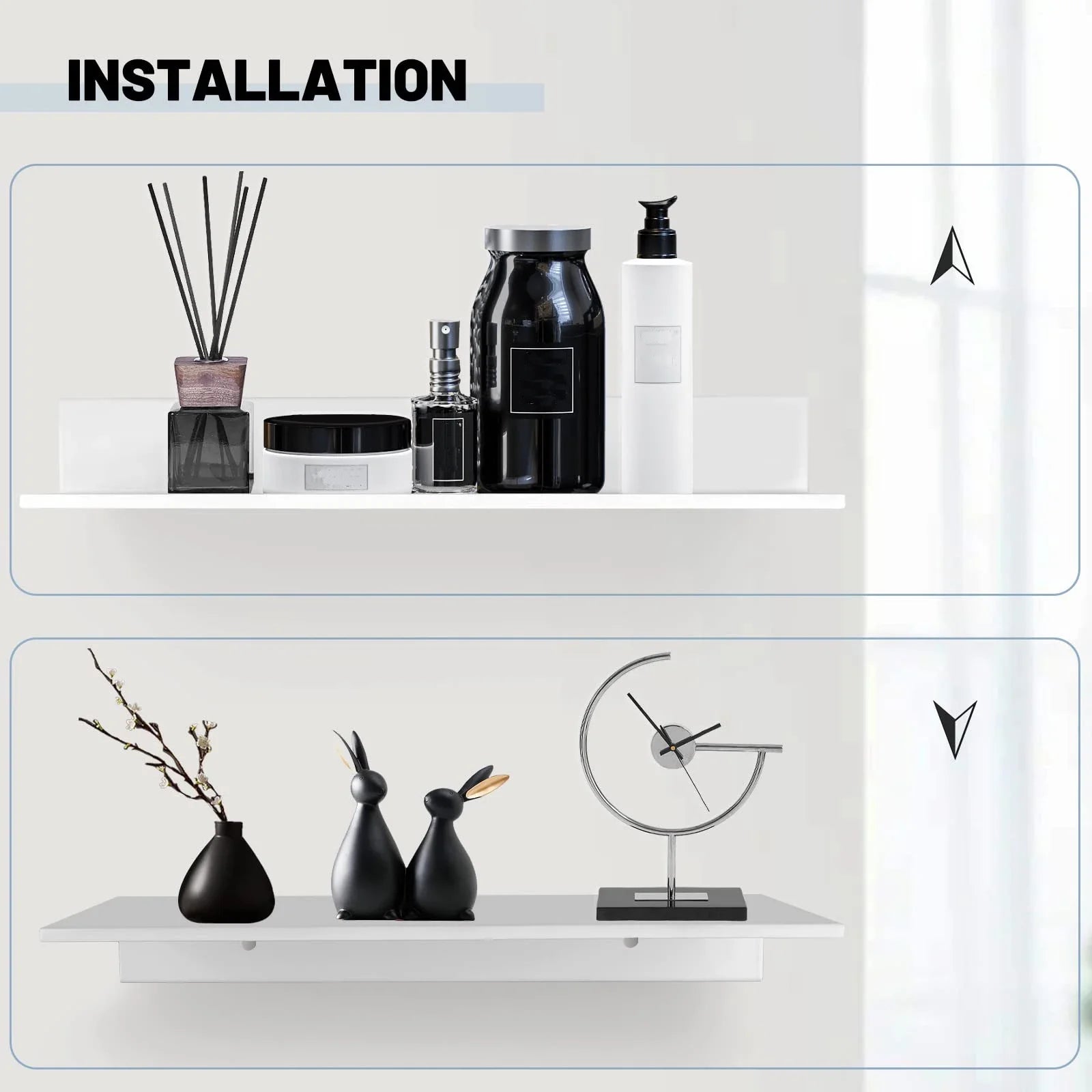 Metallura | Mensola da parete in metallo | Mensola sospesa 30/40/50 cm | Soluzione salvaspazio per bagno, cucina e camera da letto