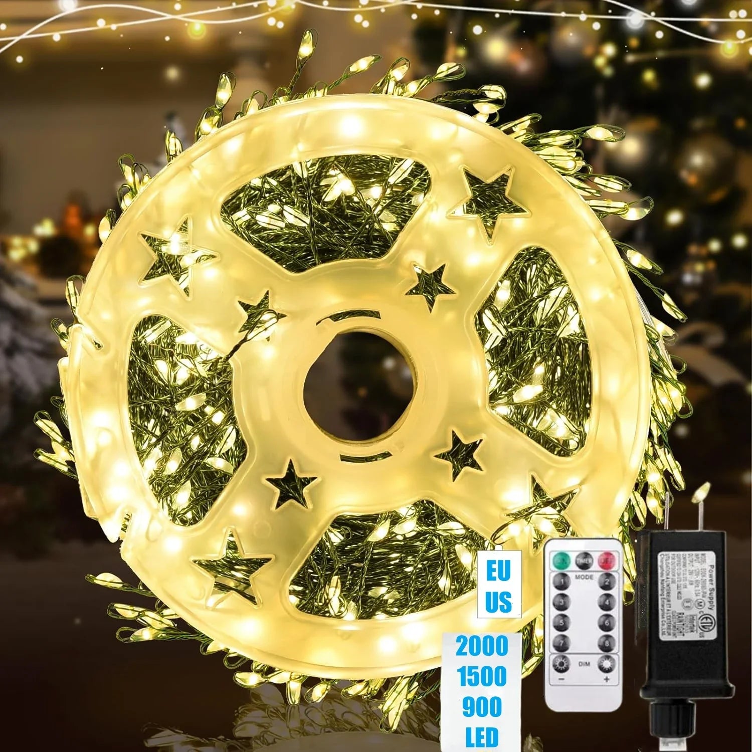 Catena di luci LED Ignisia | Con telecomando | 30–75 m | 900–2000 LED | Impermeabile IP65 | Per Natale, Halloween e feste
