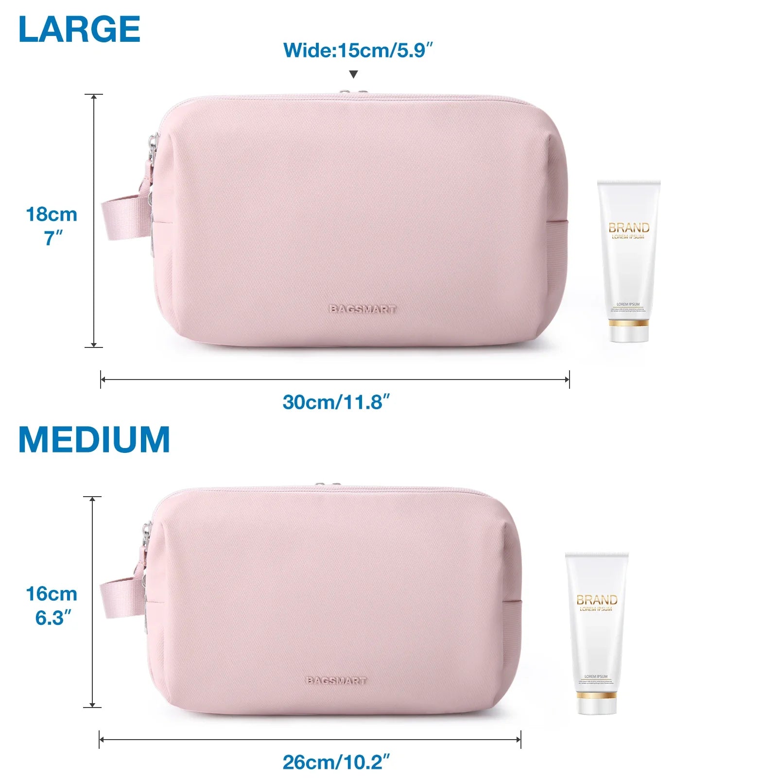 Kosmetixo Pochette da viaggio impermeabile per donne e uomini | Pochette leggera in S/M/L | Accessori da viaggio per prodotti per la cura e trucco | Organizer da viaggio unisex
