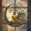 Suncatcher in Acrilico ZenLight | Decorazione Buddha 2D | Accessorio per Finestra e Casa | Design Spirituale degli Ambienti