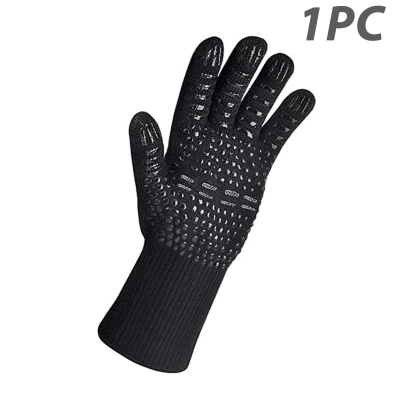 ThermaGrip Guanto da Grill Resistente al Calore | Silicone & Cotone | Antiscivolo & resistente al fuoco fino a 800 °C | Per Grill, Forno & BBQ | 1 pezzo
