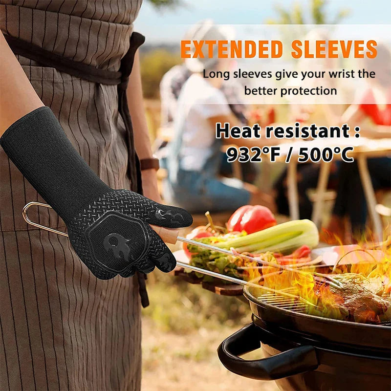 ThermaGrip Guanto da Grill Resistente al Calore | Silicone & Cotone | Antiscivolo & resistente al fuoco fino a 800 °C | Per Grill, Forno & BBQ | 1 pezzo
