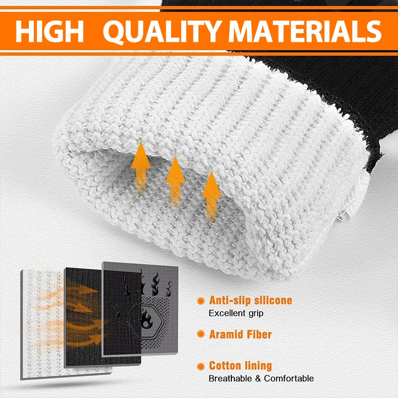 ThermaGrip Guanto da Grill Resistente al Calore | Silicone & Cotone | Antiscivolo & resistente al fuoco fino a 800 °C | Per Grill, Forno & BBQ | 1 pezzo