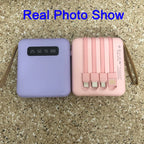 Mini-Powerbank con Display a Specchio | 20.000 mAh | Funzione di Ricarica Rapida & Cavi Integrati | Per iPhone, Samsung, Xiaomi e altro
