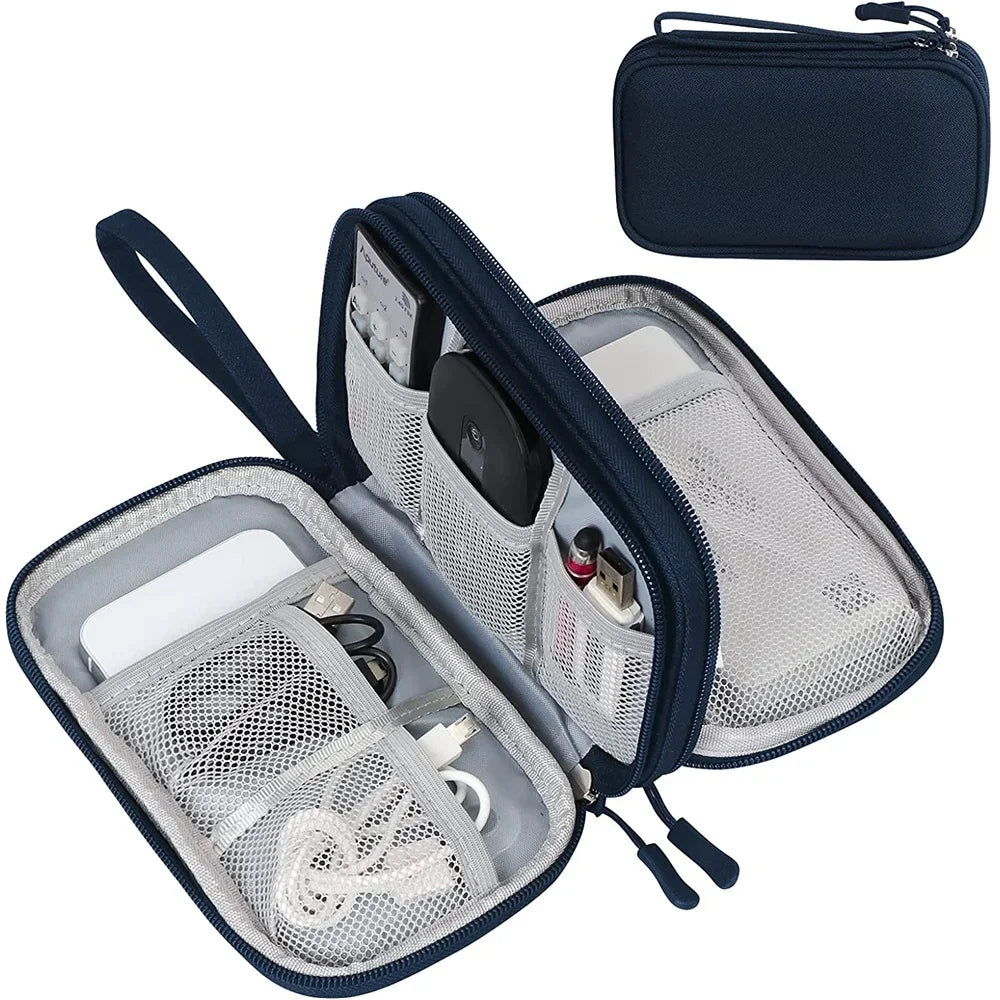Techviva PackSafe Organizer per Elettronica | 2 strati & impermeabile | Per cavi, caricabatterie, USB & accessori | Compatto & portatile