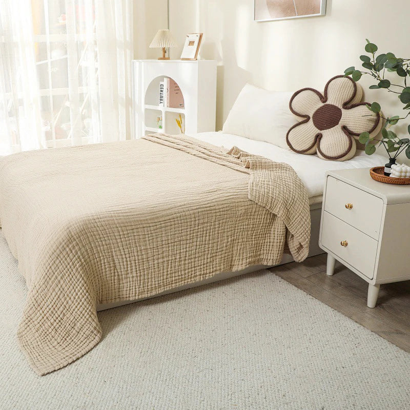 CottonBreeze | Coperta in Mussola di 100 % Cotone | 6 strati, Traspirante & Leggera | Per Divano & Letto