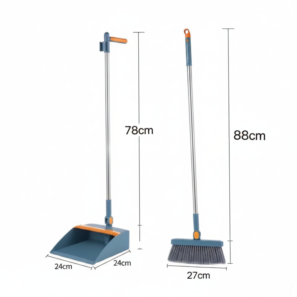 CLEANSWEEP PRO – Set di Scopa e Paletta con Manico Lungo Rotante e Denti a Pettine Integrati