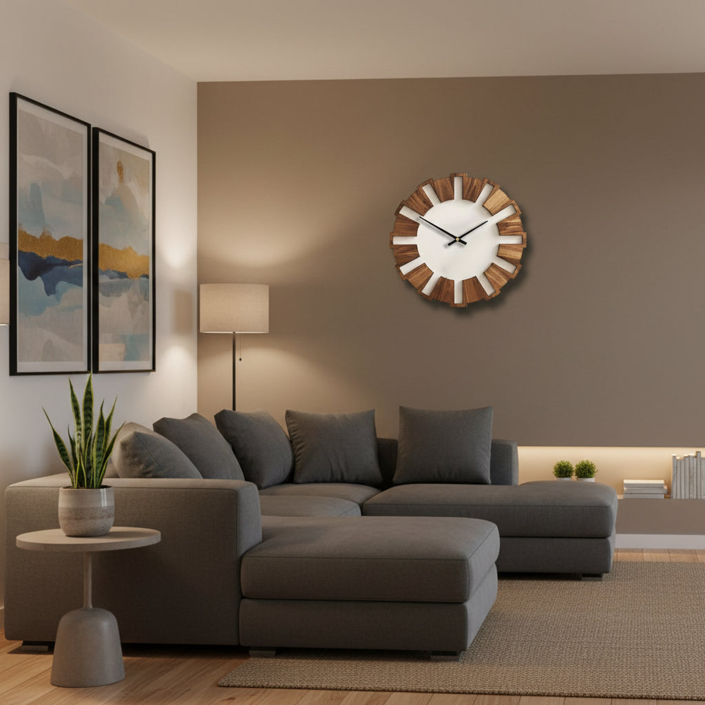 WOODORA ROUND – Orologio da Parete Rotondo in Legno Decorativo e Silenzioso