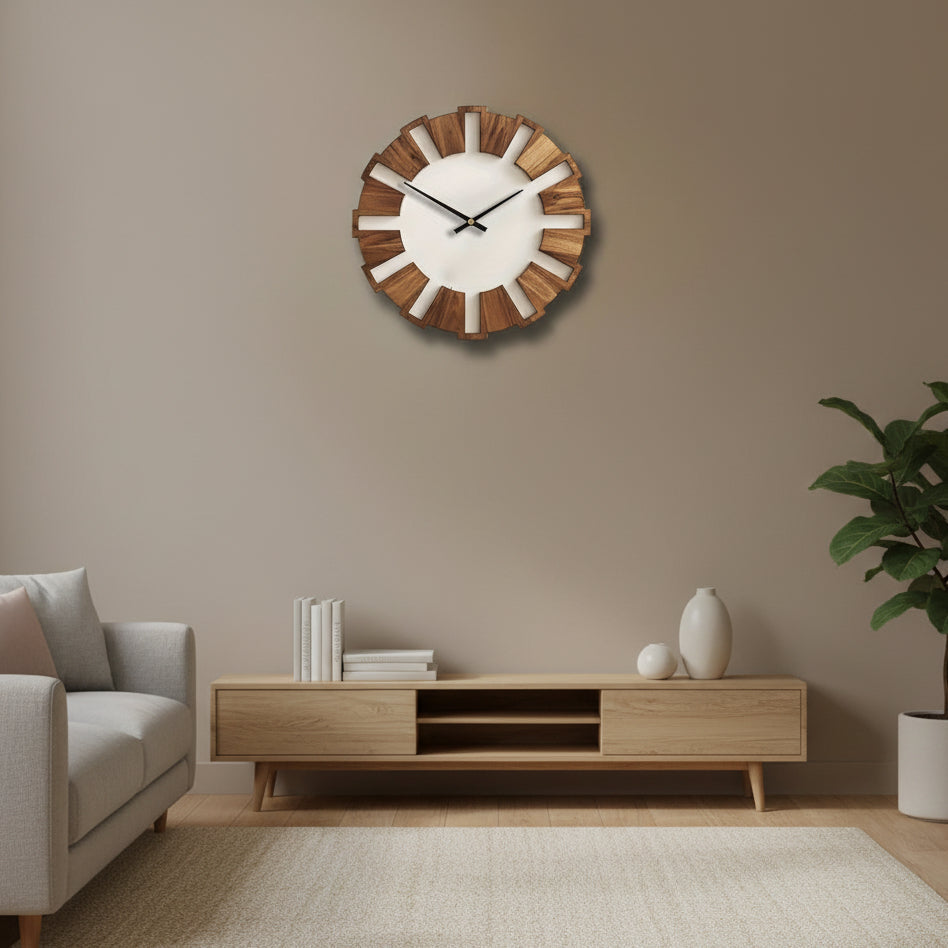 WOODORA ROUND – Orologio da Parete Rotondo in Legno Decorativo e Silenzioso