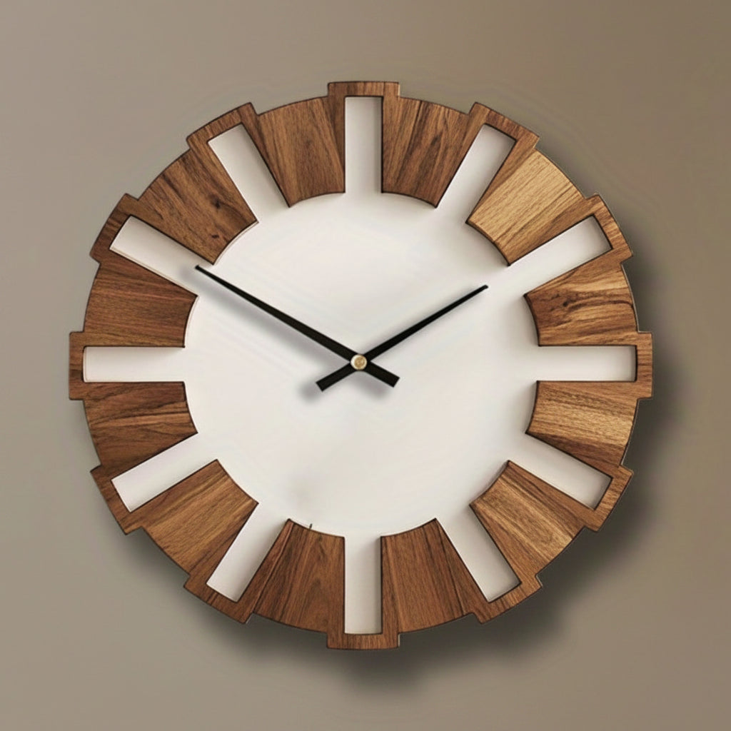 WOODORA ROUND – Orologio da Parete Rotondo in Legno Decorativo e Silenzioso