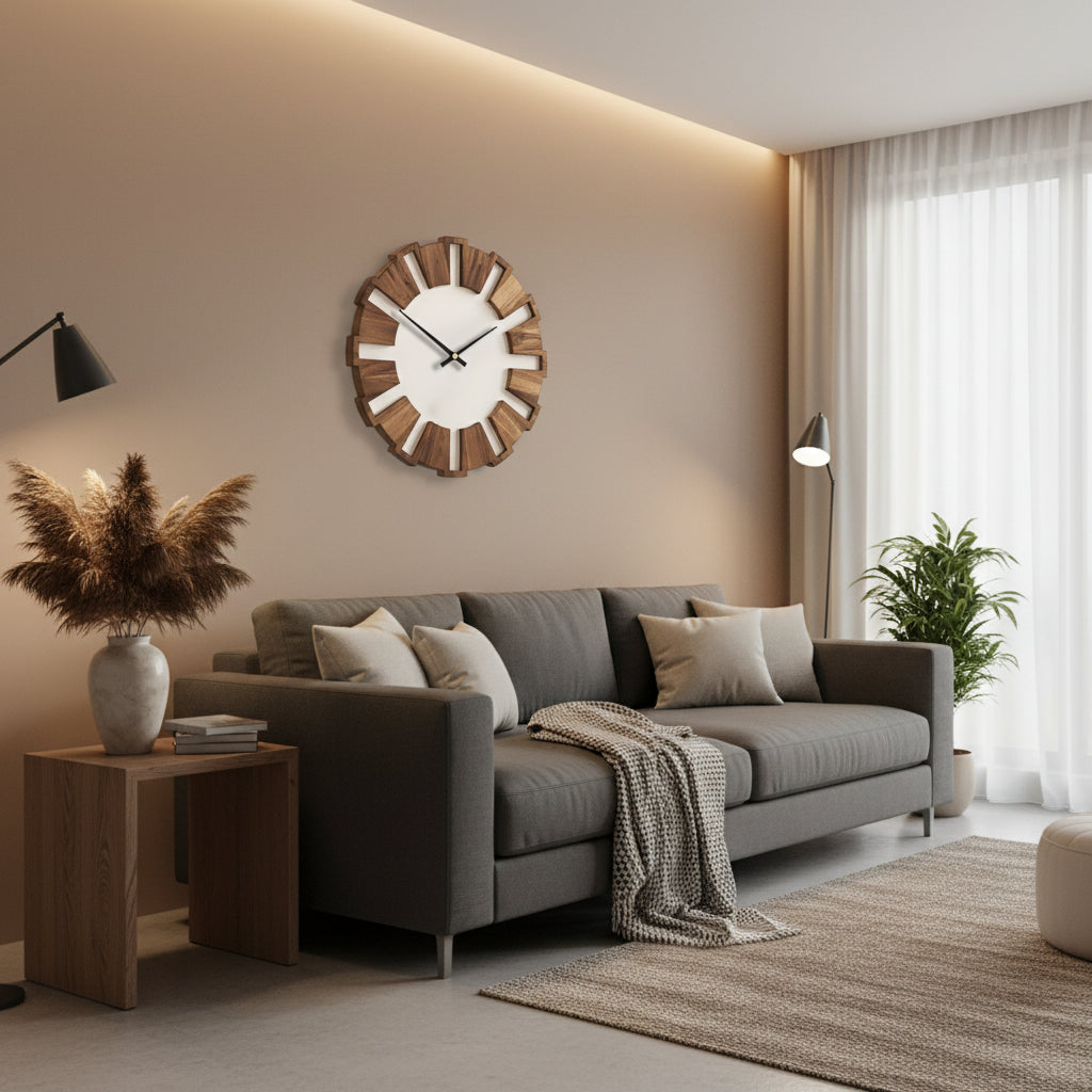 WOODORA ROUND – Orologio da Parete Rotondo in Legno Decorativo e Silenzioso