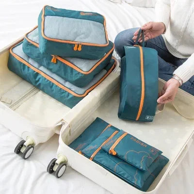 Set di Organizer da Viaggio Packavio 7 Pezzi | Tasche per Valigia per Abbigliamento e Scarpe | Salvaspazio e Resistente all'Acqua