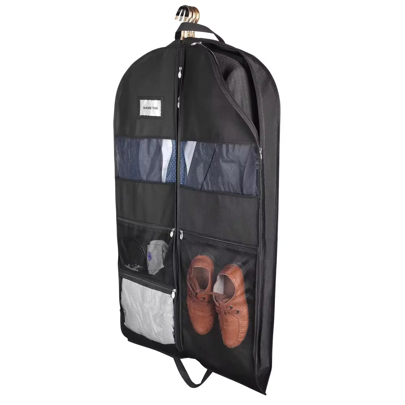 ReiseKleider Sacco per abiti da viaggio | Zip doppio lato & Tasche XXL | Traspirante & Trasparente | Organizer per abiti appesi da 43 pollici