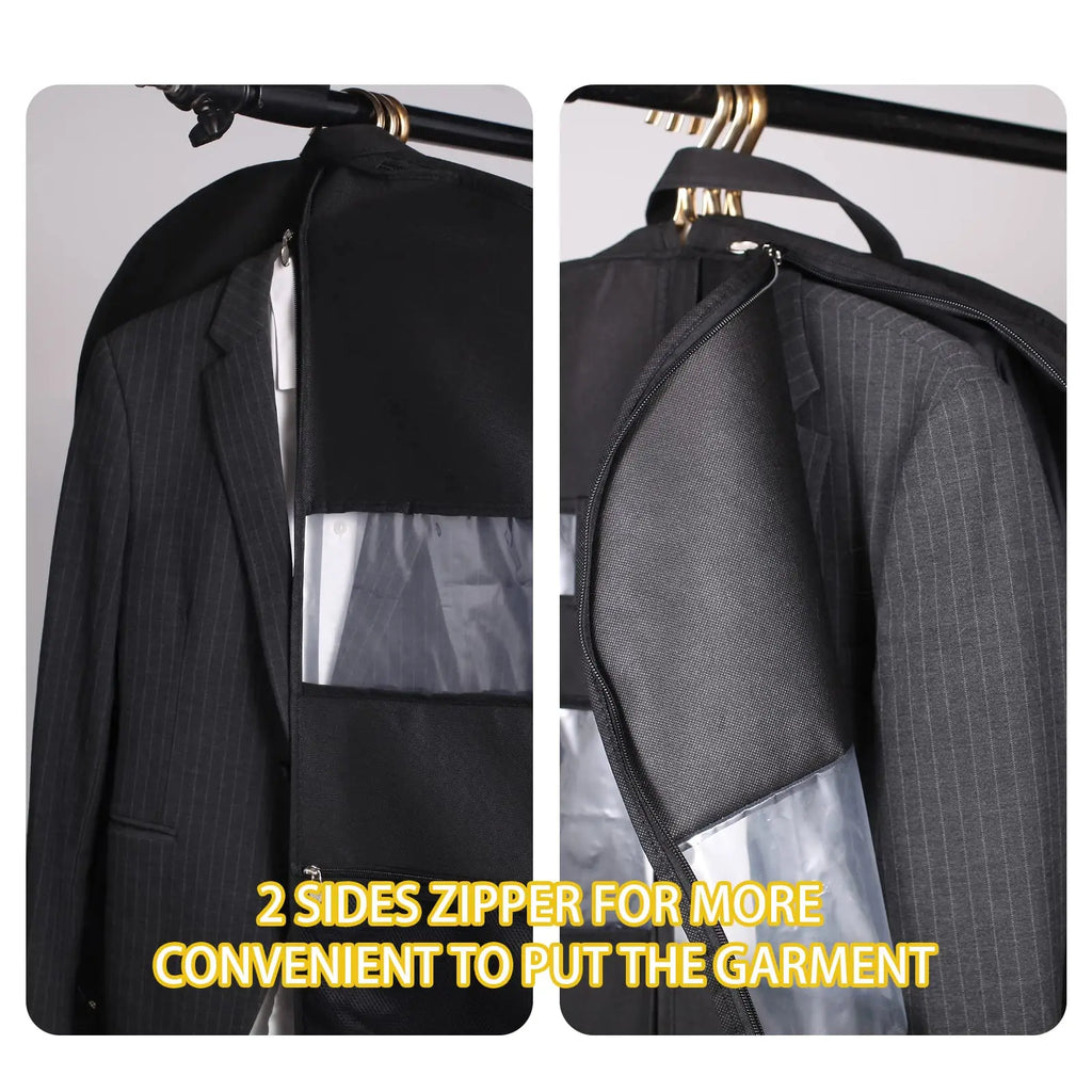 ReiseKleider Sacco per abiti da viaggio | Zip doppio lato & Tasche XXL | Traspirante & Trasparente | Organizer per abiti appesi da 43 pollici