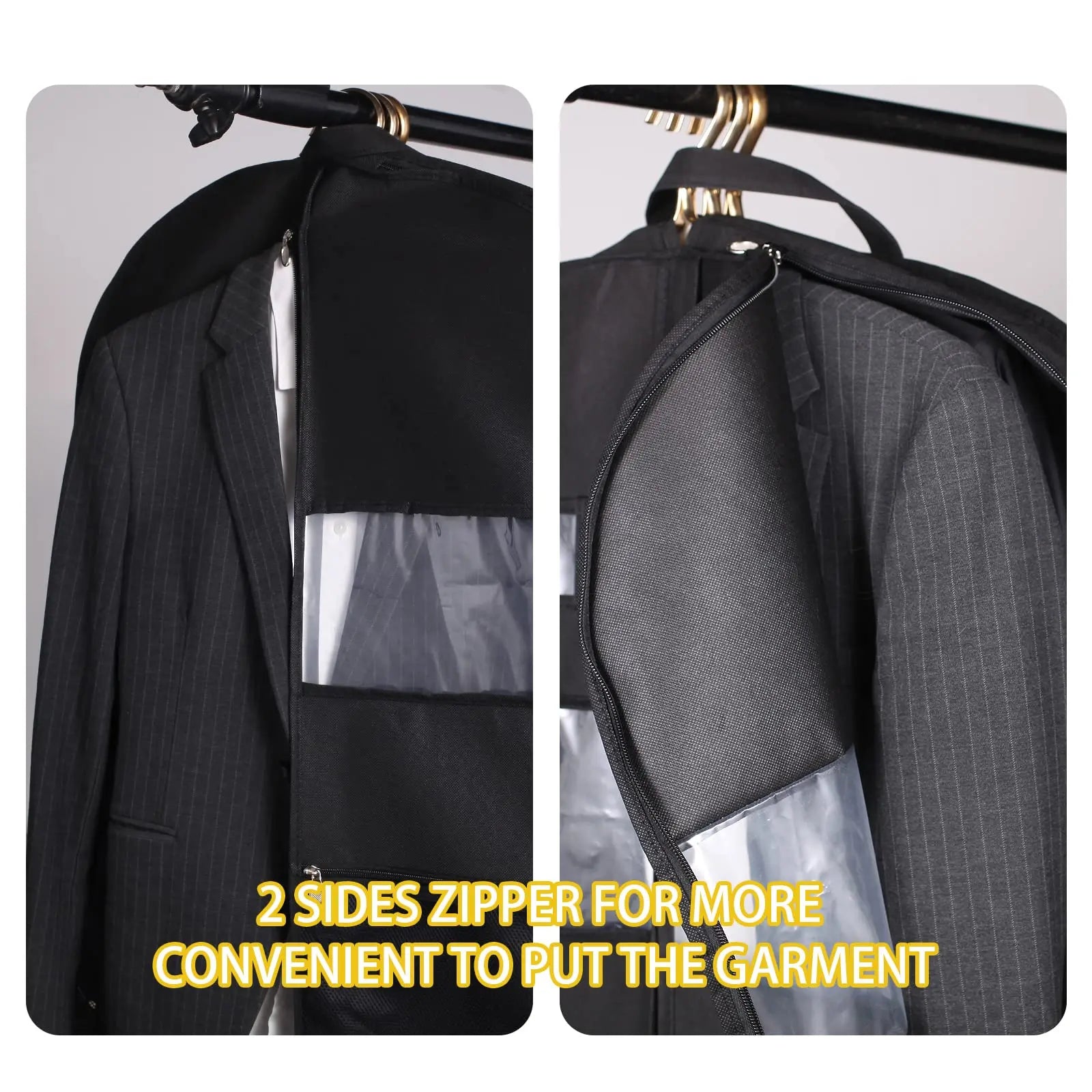ReiseKleider Sacco per abiti da viaggio | Zip doppio lato & Tasche XXL | Traspirante & Trasparente | Organizer per abiti appesi da 43 pollici