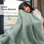CottonBreeze | Coperta in Mussola di 100 % Cotone | 6 strati, Traspirante & Leggera | Per Divano & Letto