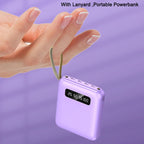 Mini-Powerbank con Display a Specchio | 20.000 mAh | Funzione di Ricarica Rapida & Cavi Integrati | Per iPhone, Samsung, Xiaomi e altro