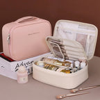 VELINIA Pochette per Cosmetici Donna | Grande Capacità | Impermeabile & Lussuosa | Pelle PU