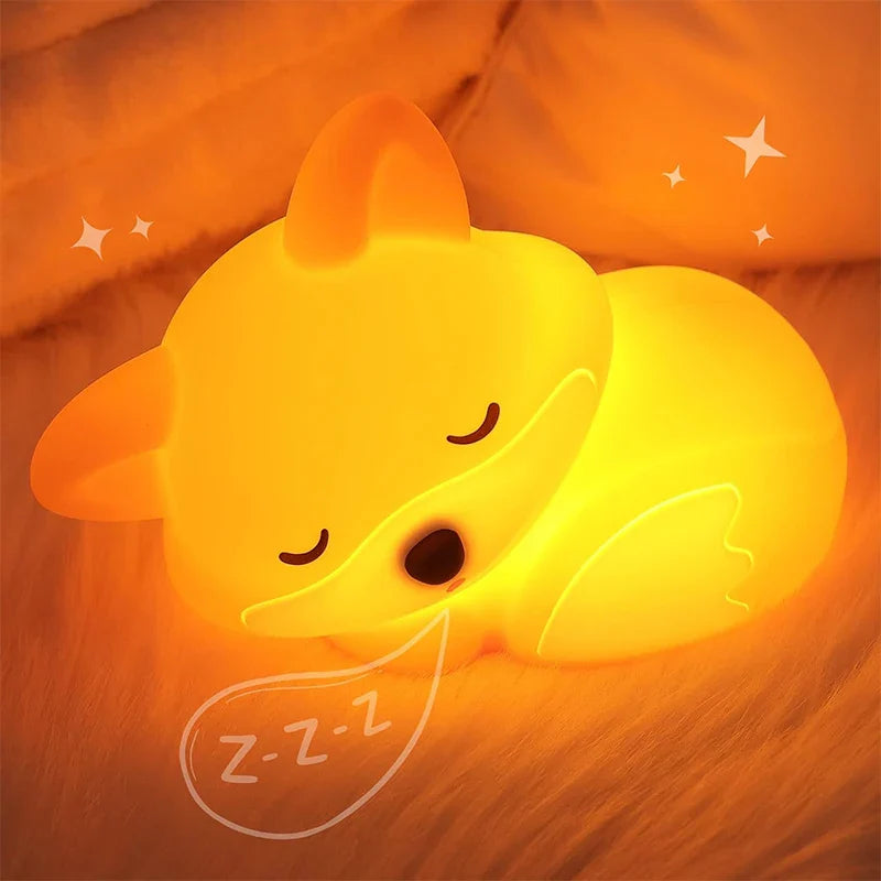 Luce notturna Fuchs in silicone | Ricaricabile, dimmerabile e con timer | Idea regalo carina per bambini e adulti
