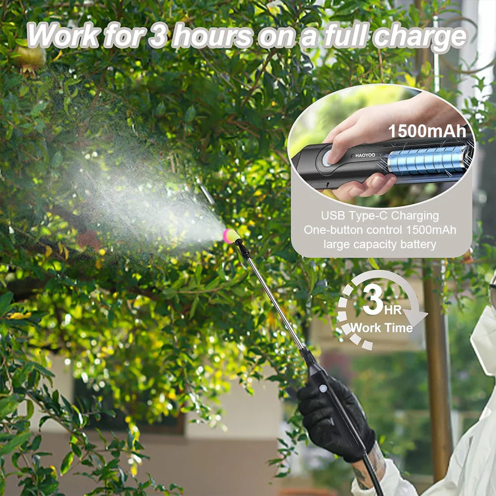 SPRAYMATE Pro Spruzzatore a Batteria | Bottiglia Spruzzatrice da 5 L con Spalla | Ricarica USB & Ugello Regolabile | Per Giardino, Pulizia & Diserbaggio