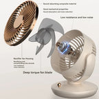 Ventilatore da tavolo BreezeLoop con rotazione a 360° | Ventilatore USB con 3 velocità e batteria | Silenzioso e compatto | Per ufficio, camera da letto e casa