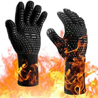 ThermaGrip Guanto da Grill Resistente al Calore | Silicone & Cotone | Antiscivolo & resistente al fuoco fino a 800 °C | Per Grill, Forno & BBQ | 1 pezzo