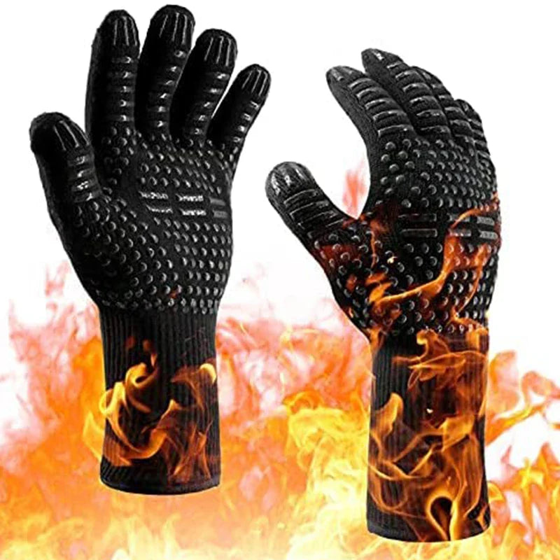 ThermaGrip Guanto da Grill Resistente al Calore | Silicone & Cotone | Antiscivolo & resistente al fuoco fino a 800 °C | Per Grill, Forno & BBQ | 1 pezzo