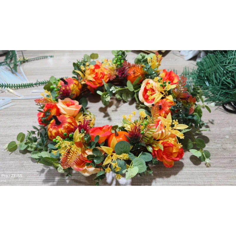 Autumna Charm Ghirlanda Autunnale | Zucca & Rattan | 40 cm | Decorazione Artigianale per Autunno & Ringraziamento
