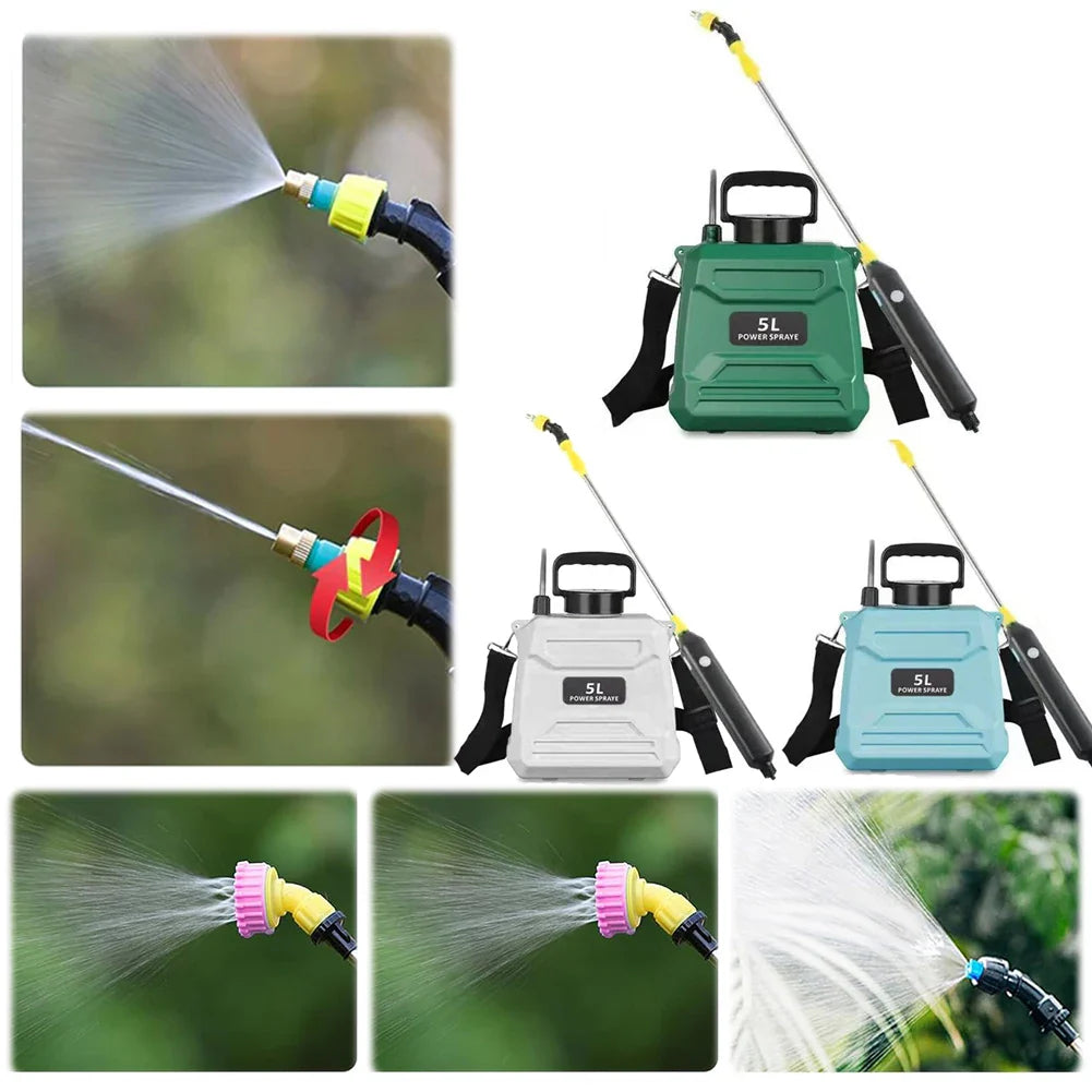 SPRAYMATE Pro Spruzzatore a Batteria | Bottiglia Spruzzatrice da 5 L con Spalla | Ricarica USB & Ugello Regolabile | Per Giardino, Pulizia & Diserbaggio