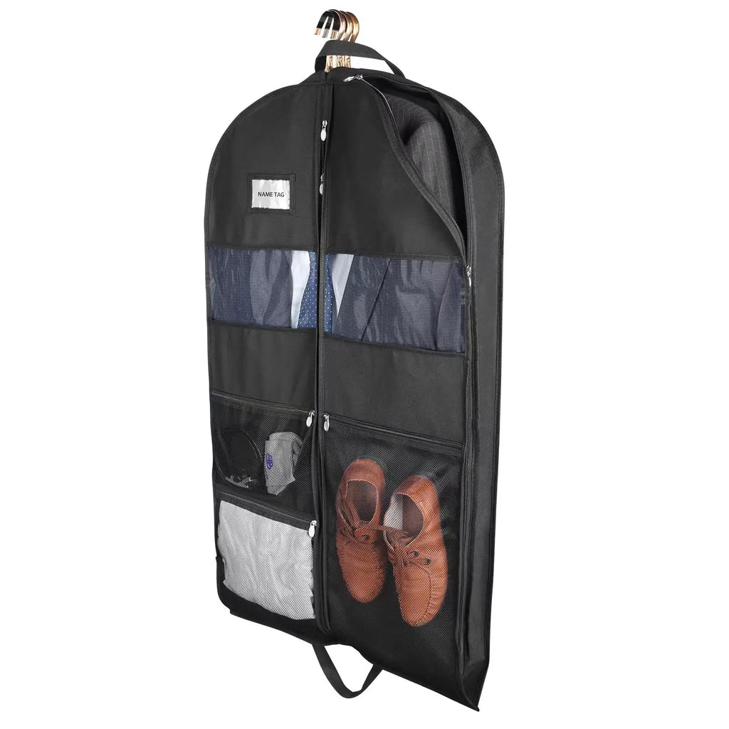 ReiseKleider Sacco per abiti da viaggio | Zip doppio lato & Tasche XXL | Traspirante & Trasparente | Organizer per abiti appesi da 43 pollici