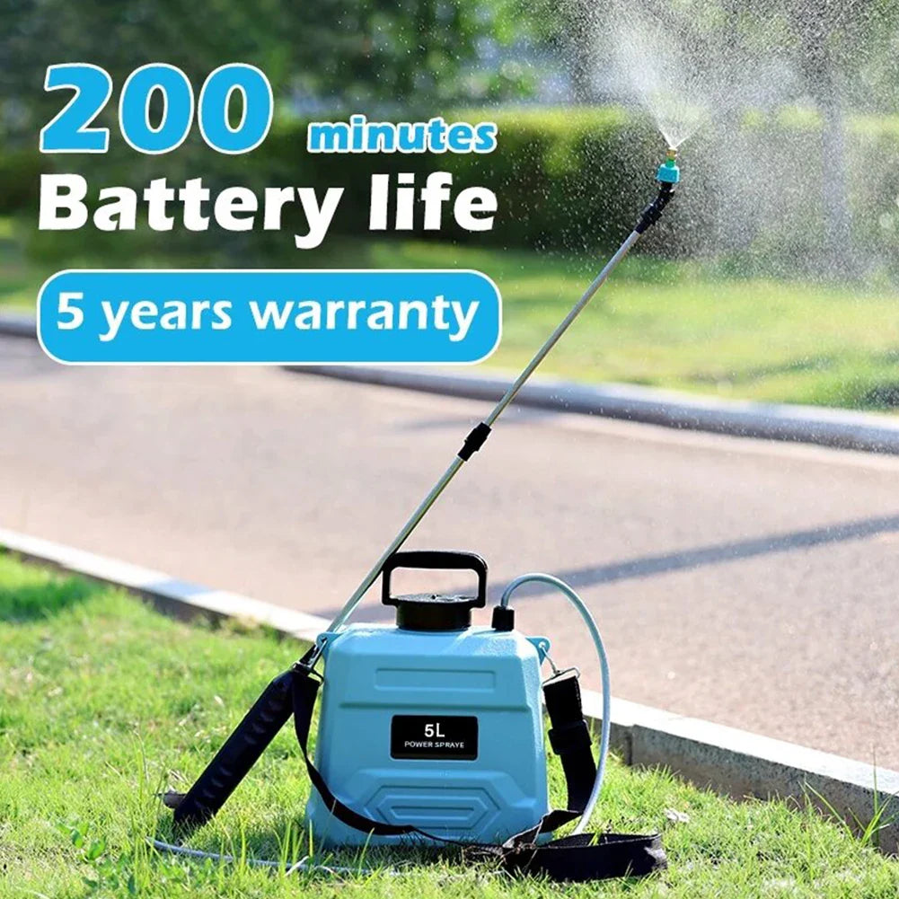 SPRAYMATE Pro Spruzzatore a Batteria | Bottiglia Spruzzatrice da 5 L con Spalla | Ricarica USB & Ugello Regolabile | Per Giardino, Pulizia & Diserbaggio