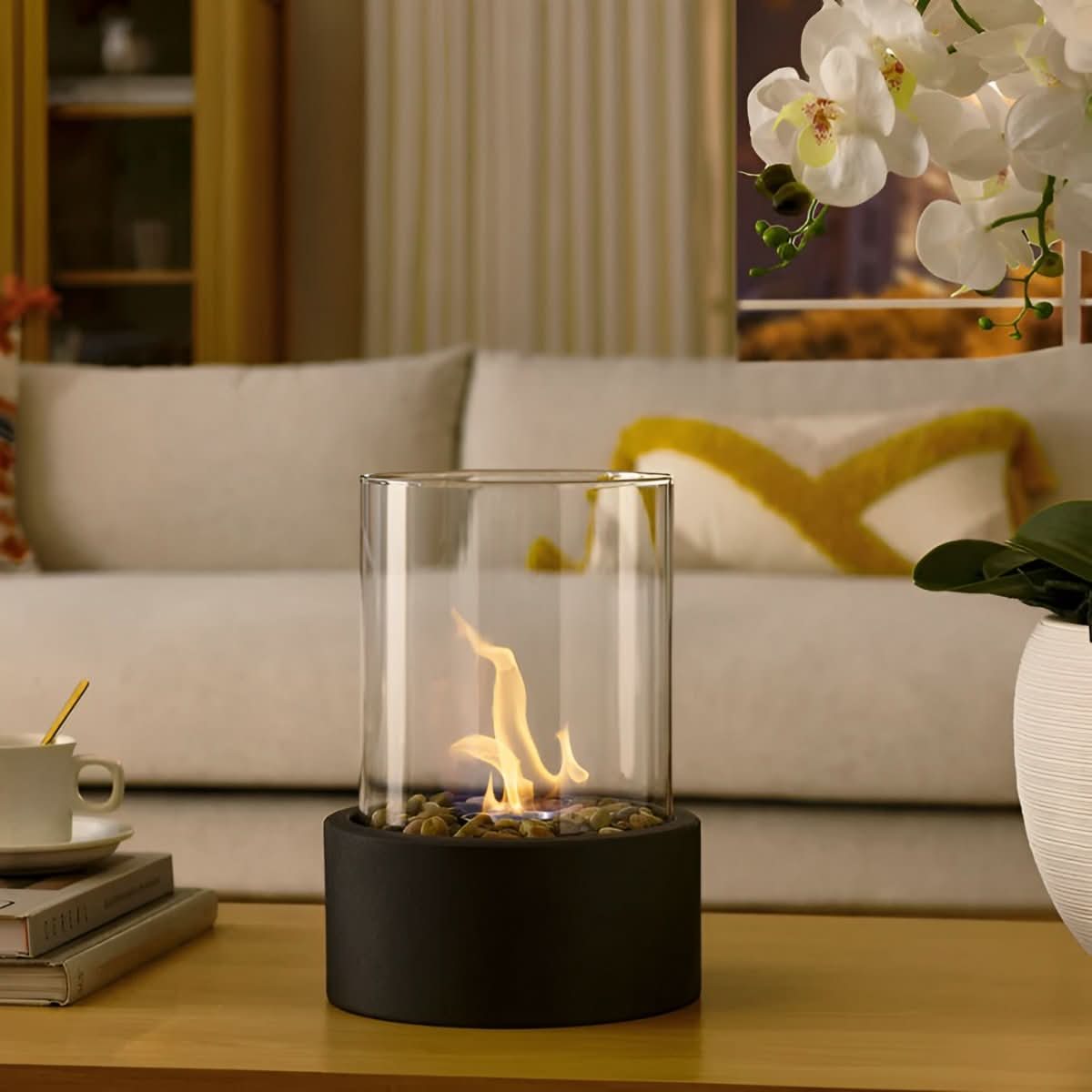 SLEEKFLAME – Camino da tavolo senza fumi per un utilizzo elegante all'interno e all'esterno