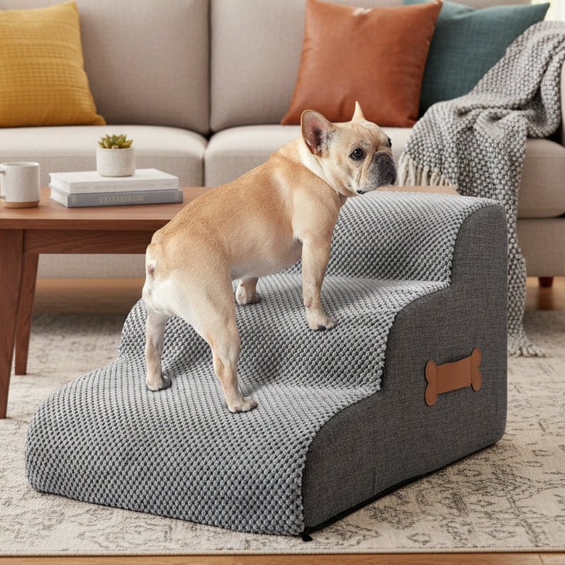 COMFYCLIMB - Scale per cani in morbida schiuma con inclinazione amica delle articolazioni, base antiscivolo e copertura lavabile per un accesso sicuro a letti e divani