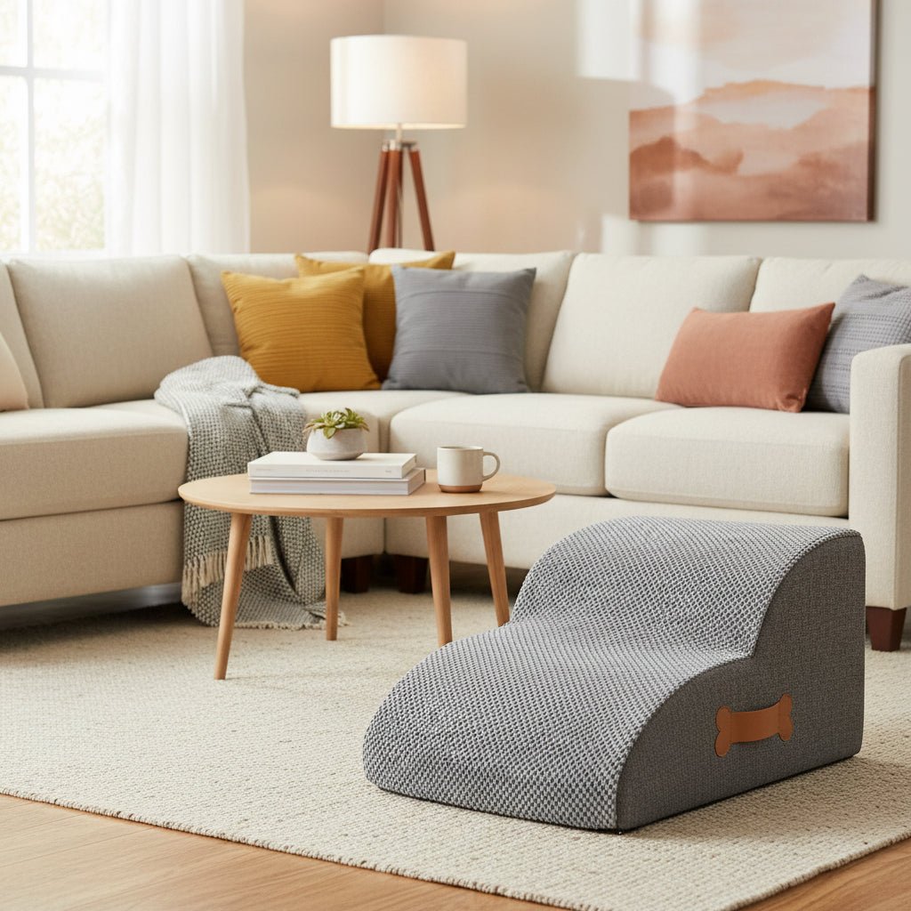 COMFYCLIMB - Scale per cani in morbida schiuma con inclinazione amica delle articolazioni, base antiscivolo e copertura lavabile per un accesso sicuro a letti e divani