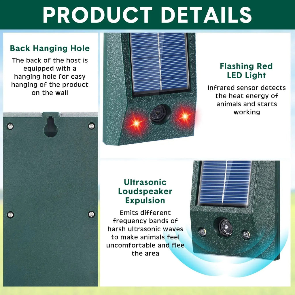 SONICGUARD - Repellente per Uccelli a Ultrasuoni Solare con Rilevamento di Movimento