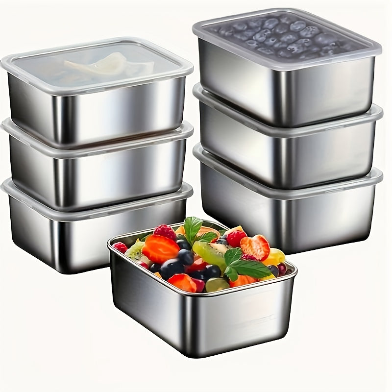 NUTRIBOX - Set di contenitori per alimenti in acciaio inossidabile da 7 pezzi, soluzione durevole e impilabile per la preparazione dei pranzi