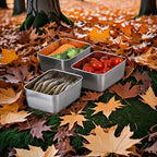 NUTRIBOX - Set di contenitori per alimenti in acciaio inossidabile da 7 pezzi, soluzione durevole e impilabile per la preparazione dei pranzi