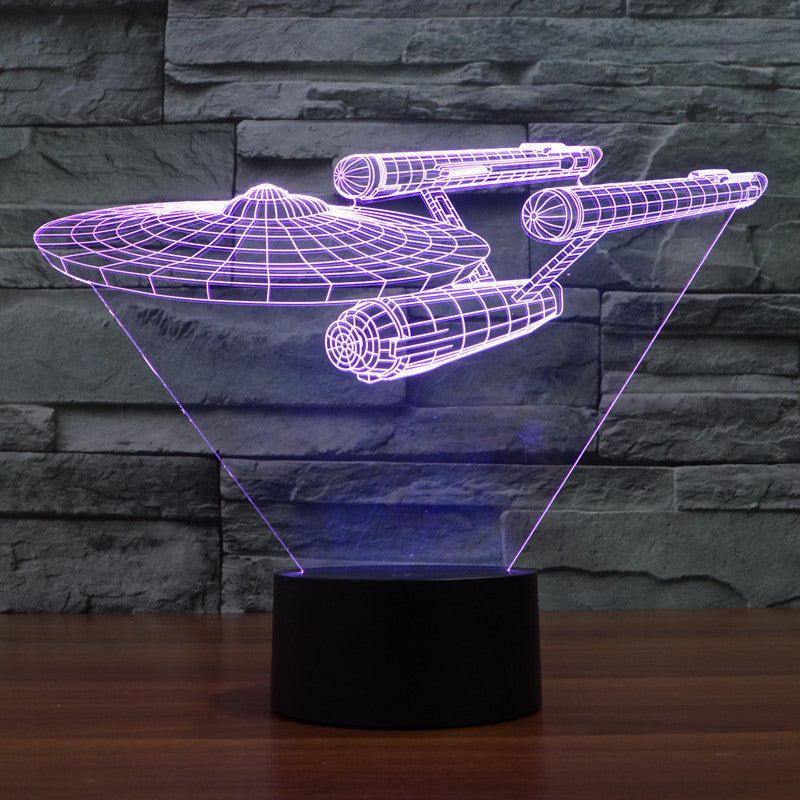 Lampada Illusione 3D Star Trek | Enterprise Fluttuante | Luce LED Multicolore | Alta 20 cm